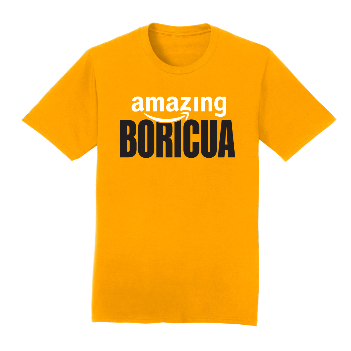 T shirt - AMAZING BORICUA short sleeve - Bright Gold, Black