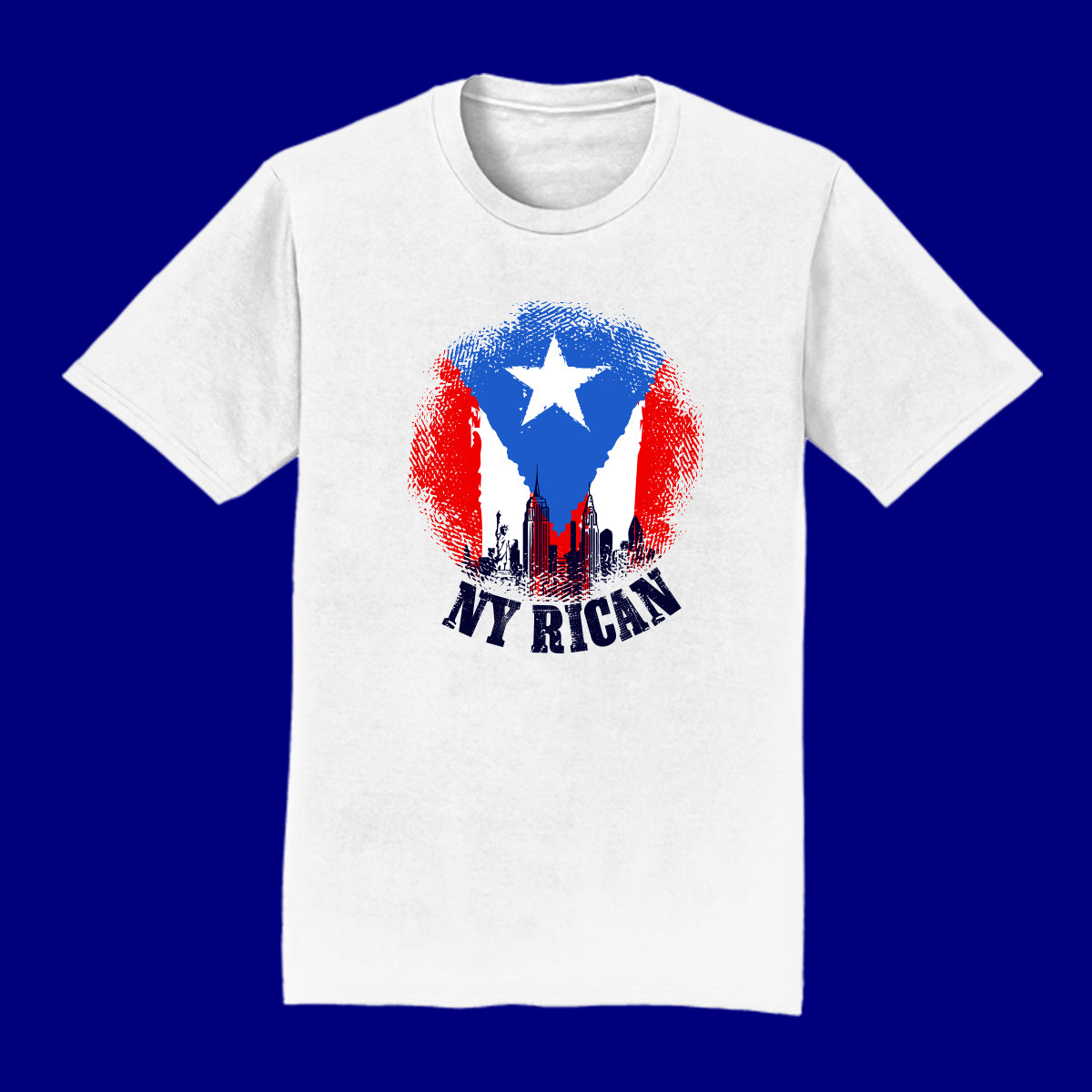 T shirt - NY RICAN FLAG short sleeve - Royal, Navy, White