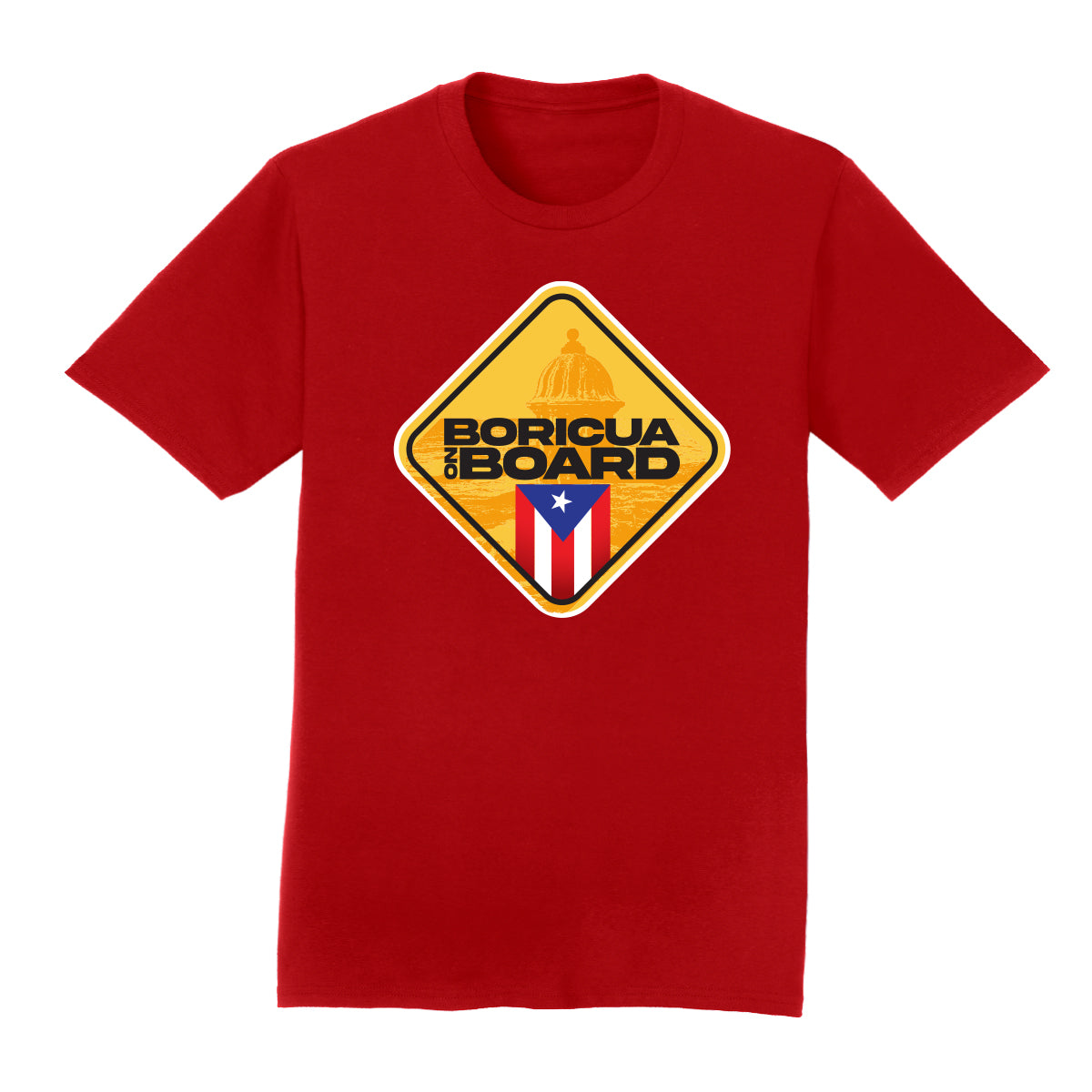 T shirt - BORICUA ON BOARD short sleeve Red, Royal
